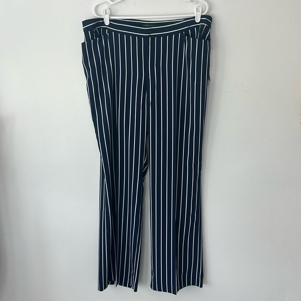 Navy and White Striped Pants